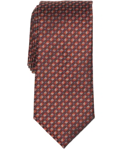 Perry Ellis Portfolio Men's Rosser Geo Pattern Classic Fit Tie In Burgundy