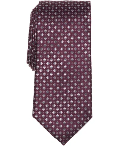 Perry Ellis Portfolio Men's Rosser Geo Pattern Classic Fit Tie In Purple