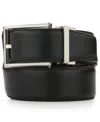 Perry Ellis Portfolio Men's Safiano Reversible Textured Nickel Buckle Dress Belt In Black