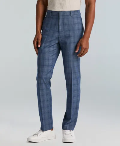 Perry Ellis Portfolio Men's Slim-fit Gripper Waist Dress Pants In Blue