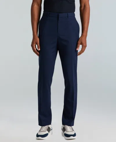 Perry Ellis Portfolio Men's Slim-fit Gripper Waist Dress Pants In Blue