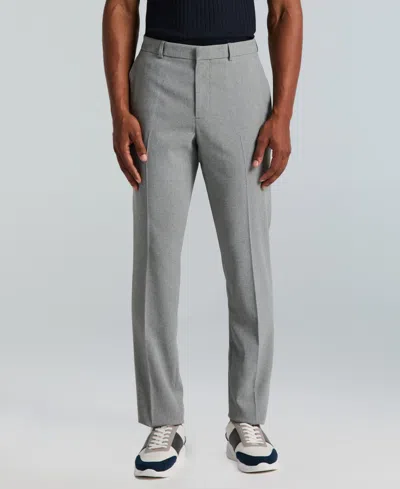 Perry Ellis Portfolio Men's Slim-fit Gripper Waist Dress Pants In Gray