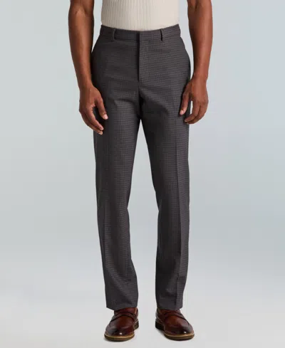 Perry Ellis Portfolio Men's Slim-fit Gripper Waist Dress Pants In Gray