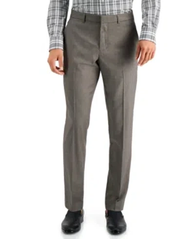 Perry Ellis Portfolio Men's Slim-fit Non-iron Performance Stretch Heathered Dress Pants In Major Brown