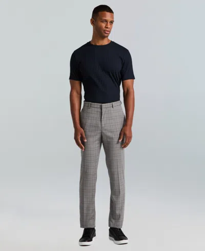 Perry Ellis Portfolio Men's Slim-fit Gripper Waist Dress Pants In Gray