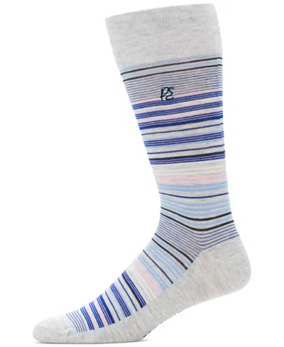 Perry Ellis Portfolio Men's Striped Crew Socks In Lt Grey He
