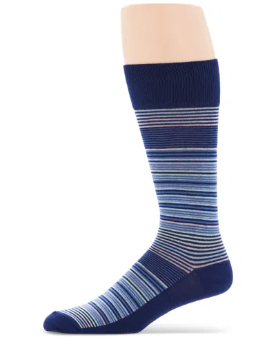 Perry Ellis Portfolio Men's Variegated Stripe Dress Socks In Blue Depth
