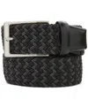 Perry Ellis Portfolio Men's Webbed Leather-trim Belt In Multi