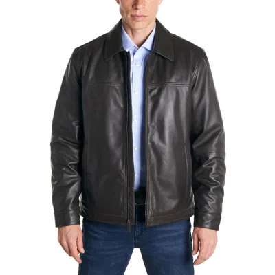 Perry Ellis Portfolio Mens Winter Leather Jacket In Brown