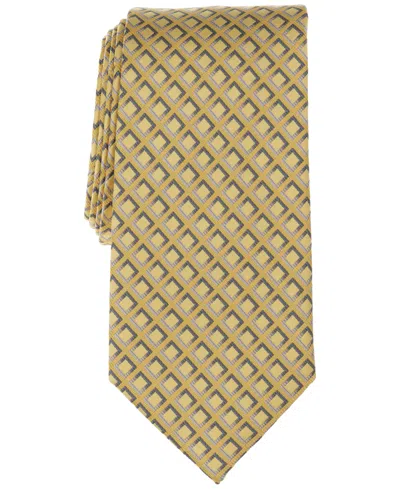 Perry Ellis Portfolio Perry Ellis Men's Buttaro Grid-pattern Tie In Yellow