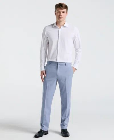 Perry Ellis Portfolio Men's Modern Fit Sharkskin Dress Pants In Light Blue