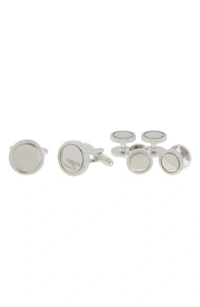 Perry Ellis Round Stud Cuff Links In Silver