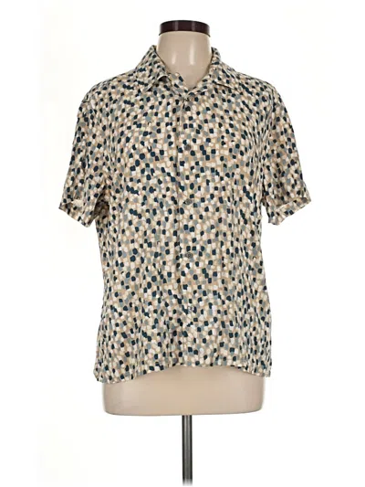 Pre-owned Perry Ellis Short Sleeve Button Down Shirt In Tan