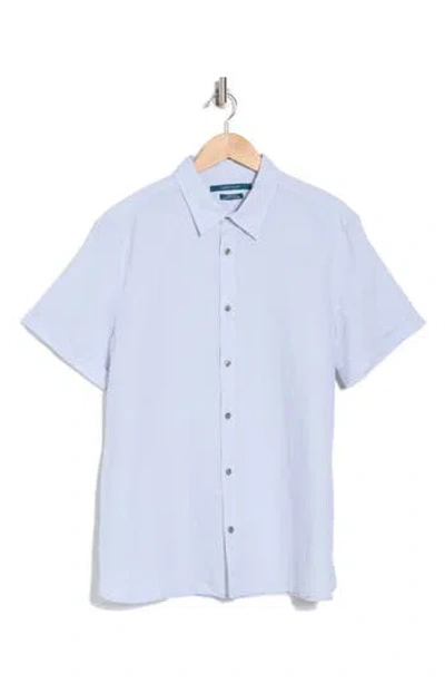Perry Ellis Short Sleeve Woven Shirt In Blue Fog | ModeSens