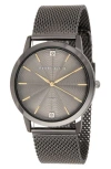 Perry Ellis Slim Diamond Mesh Bracelet Watch, 41mm In Gray