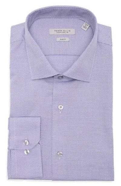 Perry Ellis Slim Fit Double Edge Texture Dress Shirt In Dark Purple