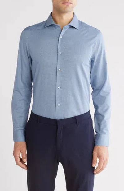Perry Ellis Slim Fit Double Edge Texture Dress Shirt In Navy