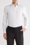 Perry Ellis Slim Fit Double Edge Texture Dress Shirt In White