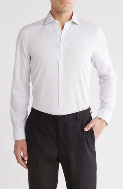 Perry Ellis Slim Fit Double Edge Texture Dress Shirt In White