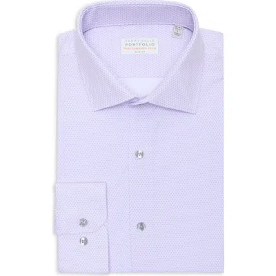 Perry Ellis Slim Fit Geometric Print Performance Tech Dress Shirt In Purple