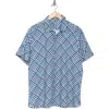 Perry Ellis Slim Fit Triangle Short Sleeve Stretch Button-up Shirt In Ashley Blue