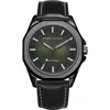 Perry Ellis Solar Powered 3-hand Quartz Leather Strap Watch, 41mm In Black