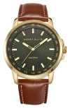 Perry Ellis Solar Powered 3-hand Quartz Strap Watch, 41mm In Gold