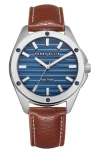 Perry Ellis Solar Powered 3-hand Quartz Strap Watch, 41mm In Silver/brown