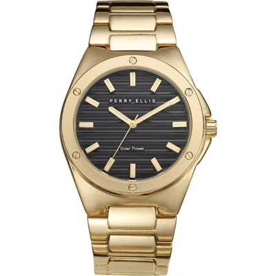 Perry Ellis Solar Powered Quartz Bracelet Watch, 41mm In Gold