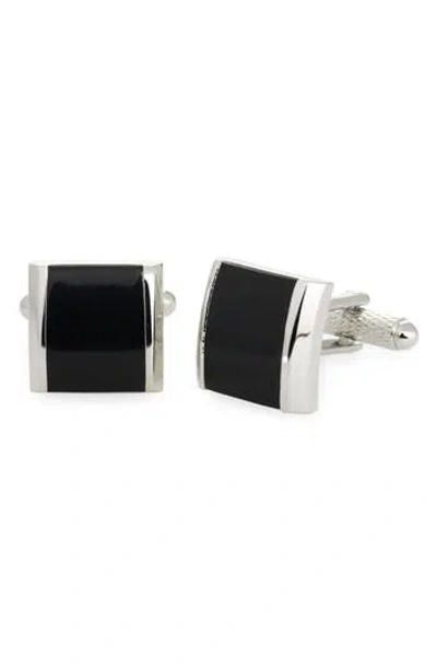 Perry Ellis Square Enamel Cuff Links In Black