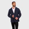 Perry Ellis Tech Stretch Quilted Blazer Jacket In Blue