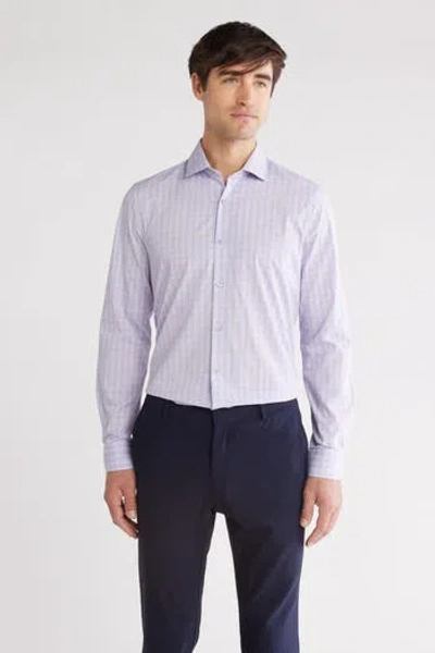 Perry Ellis Tonal Check Print Slim Fit Dress Shirt In Lilac