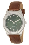 Perry Ellis Ultra Slim Leather Strap Watch, 40mm In Brown