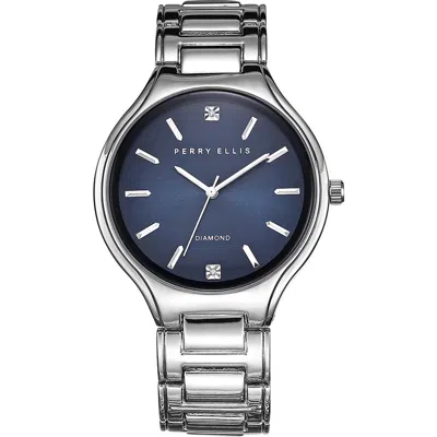 Perry Ellis Ultrathin Diamond Bracelet Watch, 42mm In Silver