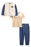 Perry Ellis Varsity Jacket, T-shirt & Joggers Set In Multi