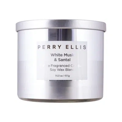Perry Ellis White Musk And Santal Scented Jar Candle In Silver