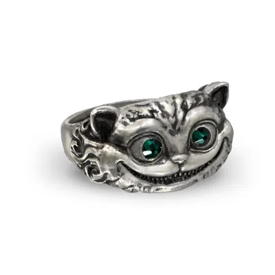 Perry Gargano Cheshire Cat ~ Alice In Wonderland Ring - Silver - Green Emerald Men's
