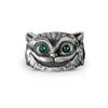 Perry Gargano Green / Silver Cheshire Cat ~ Alice In Wonderland Ring - Sterling Silver - Green Emerald - Mens In Multi