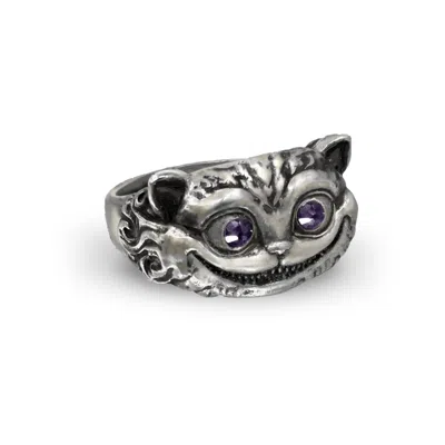 Perry Gargano Silver / Purple The Cheshire Cat ~ Alice In Wonderland Ring - Silver - Purple Amethyst Men's In Multi