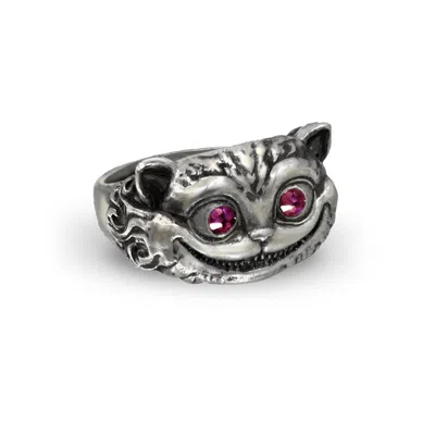 Perry Gargano Silver / Red The Cheshire Cat ~ Alice In Wonderland Ring - Silver - Red Ruby Mens In Multi