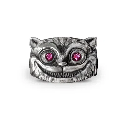 Perry Gargano Silver / Red The Cheshire Cat ~ Alice In Wonderland Ring - Sterling Silver - Red Ruby Mens In Metallic