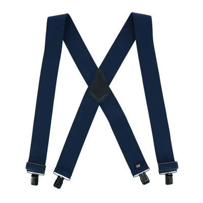Perry Suspenders Men's Big & Tall Solid Color X-back Clip-end Suspenders In Blue
