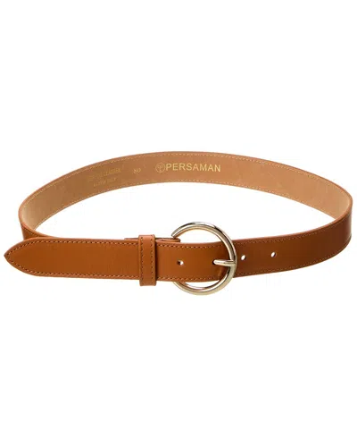 Persaman New York #1129 Croc-embossed Leather Belt In Brown
