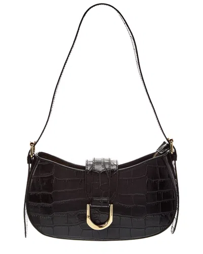 Persaman New York Adele Croc-embossed Leather Shoulder Bag In Black