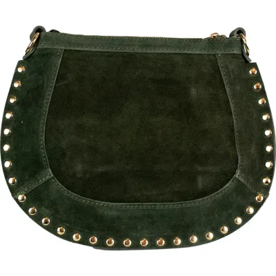 Persaman New York Adele Studded Suede Crossbody Bag In Green