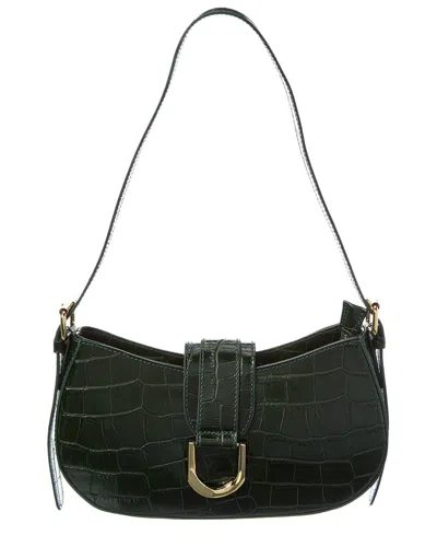Persaman New York Adele13 Croc-embossed Leather Embossed Shoulder Bag In Green