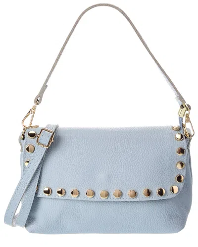 Persaman New York Alba 42 Studded Leather Crossbody In Blue