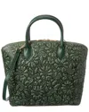Persaman New York Alexandra Embossed Leather Tote In Green