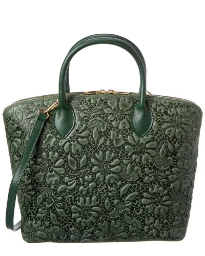 Persaman New York Alexandra Embossed Leather Tote In Green
