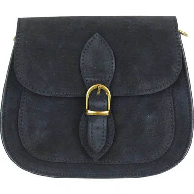 Persaman New York Annie Buckle Suede Crossbody Bag In Black